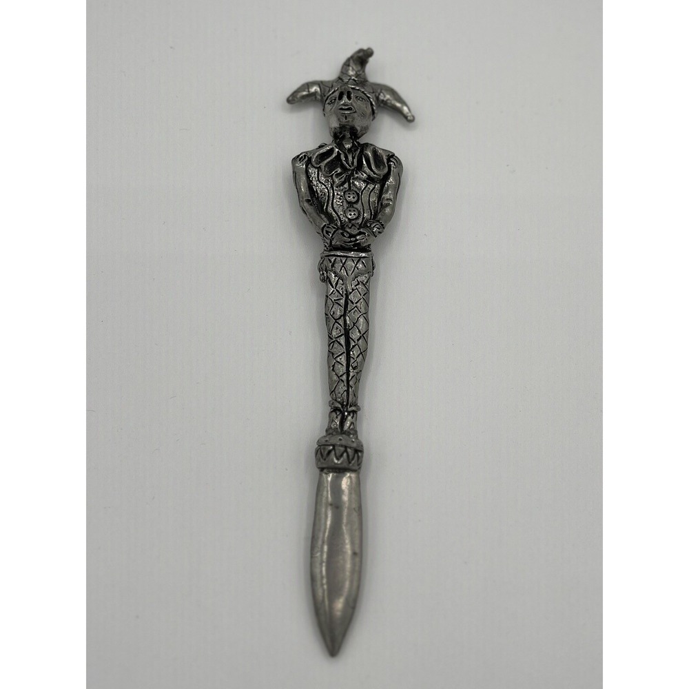 Metropolitan Museum MM 8" Tall Jester Joker clown Metal /Pewter? Letter Opener